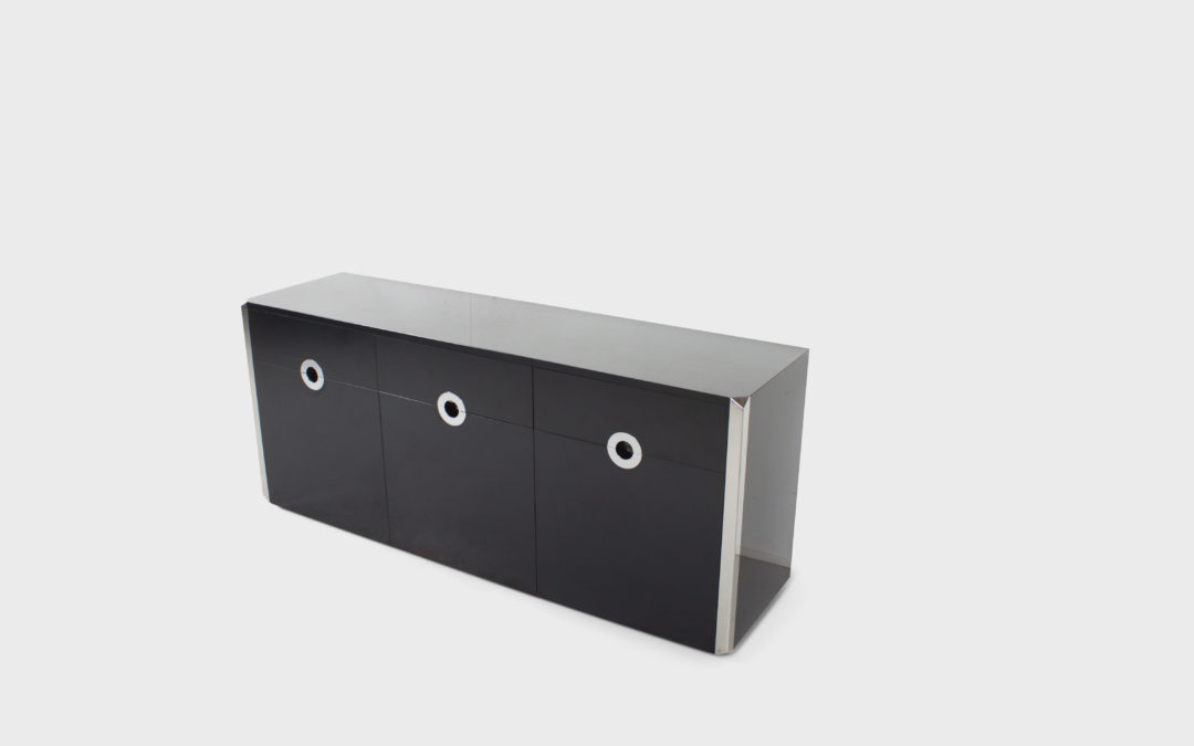 Black and Chrome Sideboard by Willy Rizzo for Mario Sabot