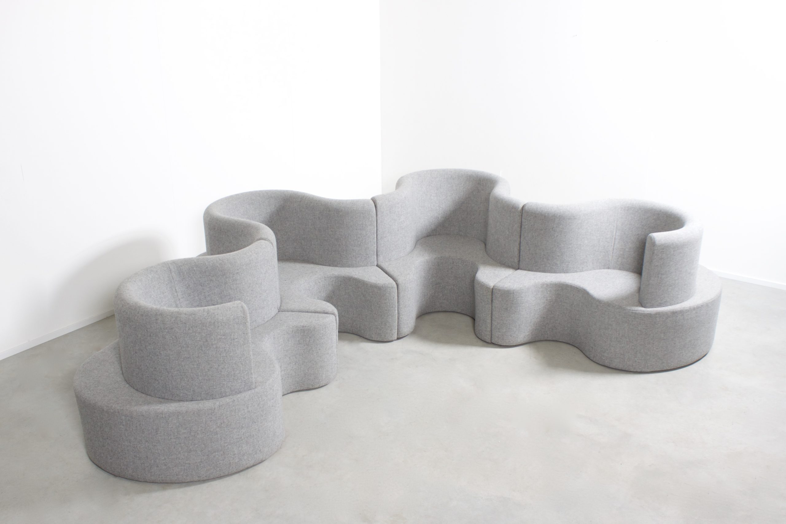Impressive Clover Leaf Sectional Sofa by Verner Panton in Grey Fabric