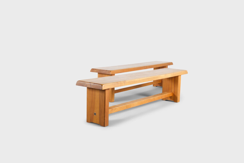 Set of Large Pierre Chapo S14 Benches in Solid Elmwood