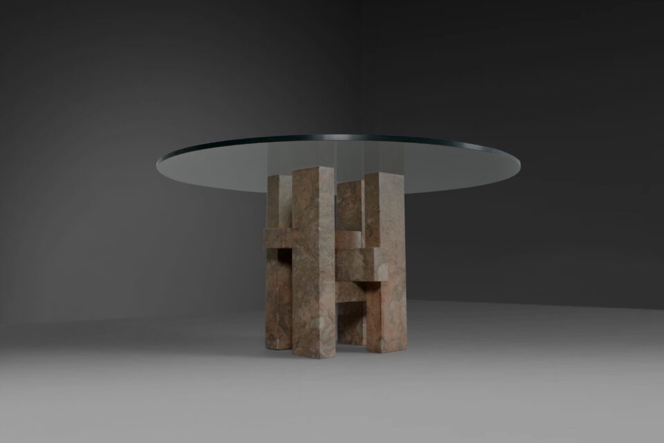 Willy Ballez Dining Table Marble Glass