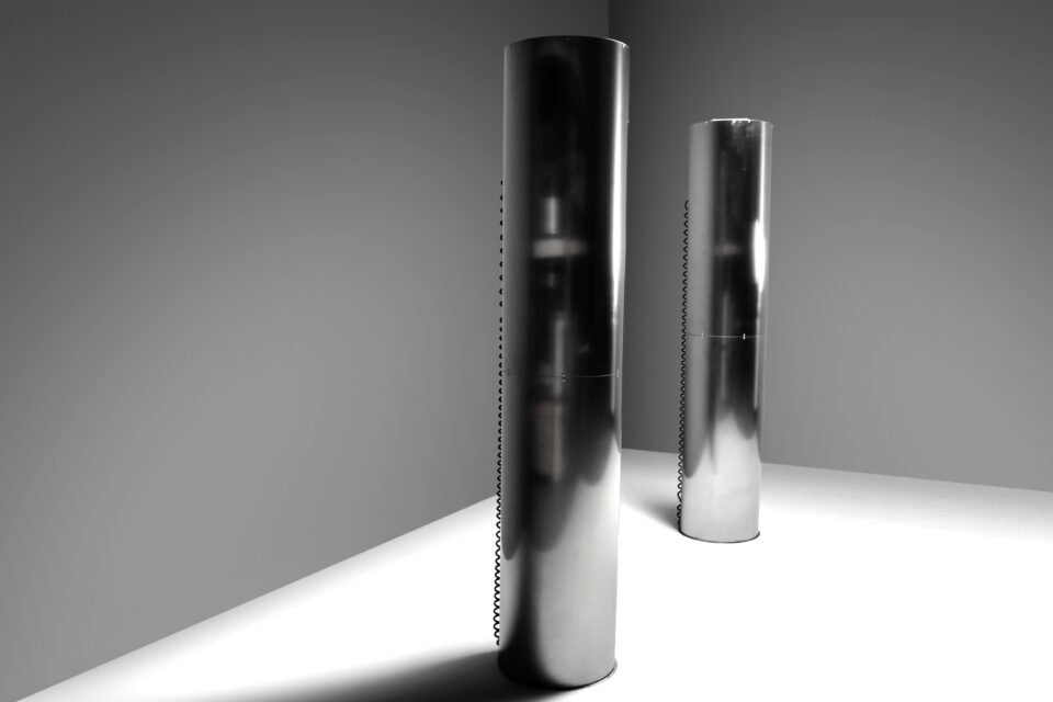 Monumental Large Stainless Steel Floor Lamps by Targetti