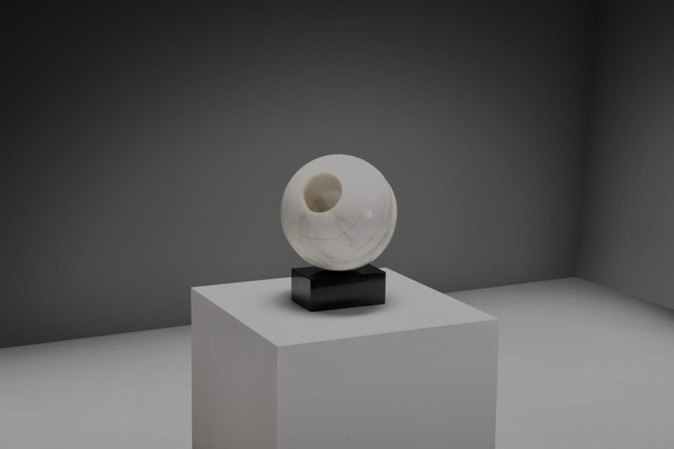 Abstract Marble “Sfera” Sculpture by Aldo Dazzi